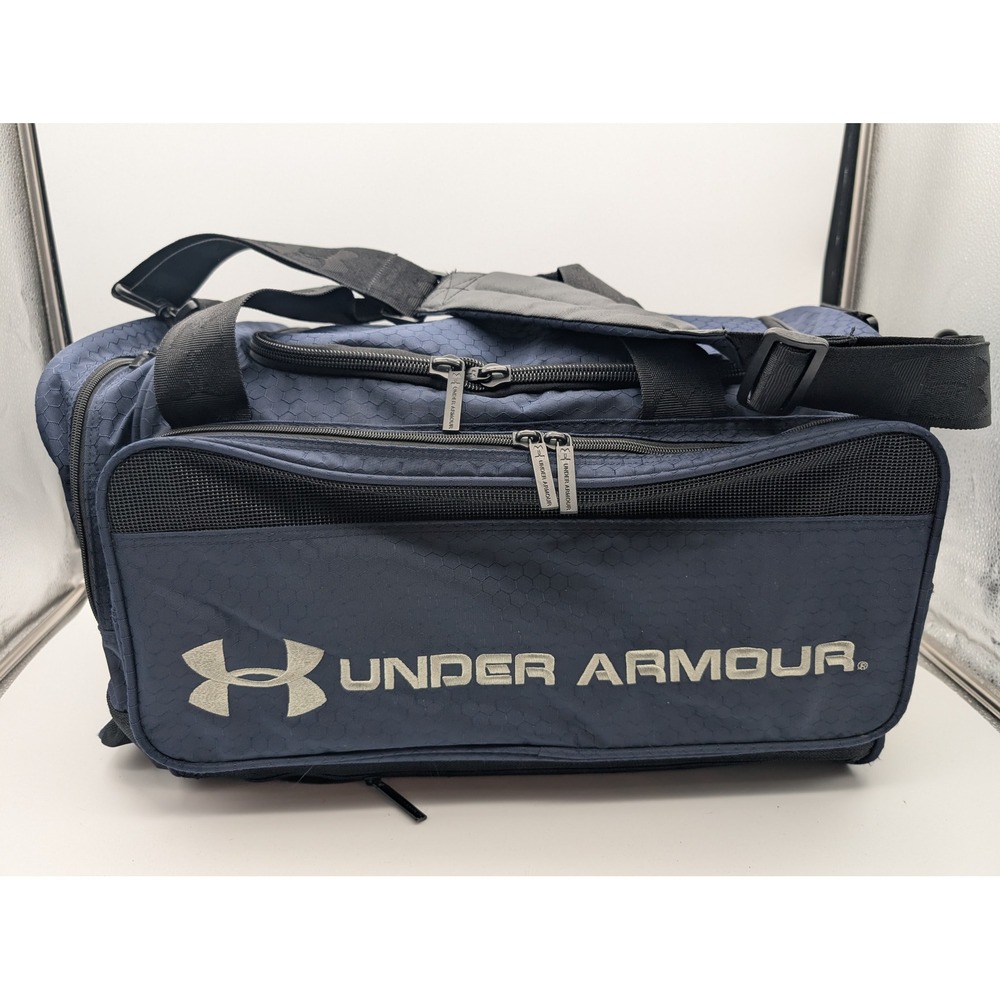Under Armour Navy Blue Hexagon Ripstop Duffel Bag Gym Travel Bag